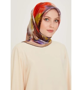 Armine Tivil İpek Eşarp 9240 - 80 Mor Karışık Desen