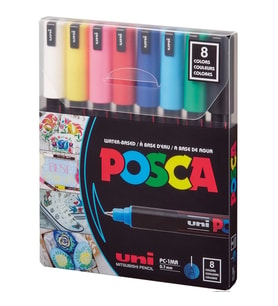 UNİ POSCA SU BAZLI MARKER ANA RENKLER PC-1MR/8C 0.7 8'Lİ SET