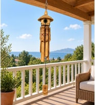 Rüzgar Çanı Bambu Kuş Yuvası Görünümlü Dekoratif Balkon Bahçe Süsü