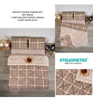 ETE HOMETEX ÇİFT KİŞİLİK LÜX WELSOFT YORGAN SETİ 195X215CM SAFİR BEJ 8696474231947
