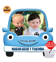Şekilli Kesim 1 Yaş 12 Adet Fotoğraflı Kişiye özel Doğum Günü Magnet Hediye Poşetli Gönderilir.