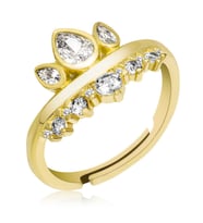Gümüş Gold Ayarlanabilir Kraliçe Tacı Kadın Yüzük SL4961