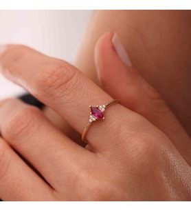 Ruby Markiz Yüzük (Çok Renkli)