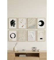 8 Parça Modern Minimal Soyut Dekoratif Çerçeve Görünümlü Tablo Seti - Geometrik ve Zen tema
