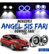 Renault Clio 4 2012-2020 Uyumlu Mercekli Angel Sis Farı Metal 76 mm Mavi Halkalı Gündüz Farı 2 Adet