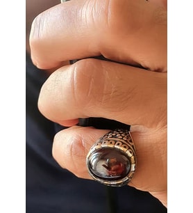 Bordo Zirkon taşlı gümüş erkek yüzük