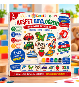 KutuTR Keşfet Boya Öğren MDF Boyama Aktivite Seti – Deniz Hayvanları