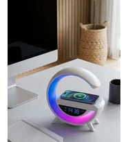 Kablosuz Şarjlı Bluetooth Hoparlör RGB Işık Gece Lambası Dijital Saat