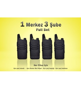 Çaycı Telsizi 1 Merkez 3 Şube Kulaklık Hediyeli Full Set (Siyah)