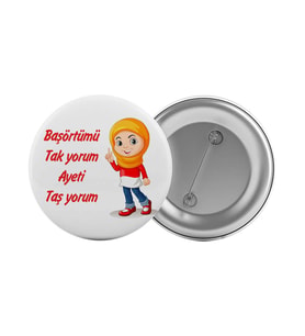 Başörtümü Takıyorum Ayeti Taşıyorum Çanta Rozeti 20 Adet En Büyük Boy 5.8cm İğneli Broş