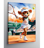 Kanvas Tablo Tenis Oynayan Sevimli Aslan