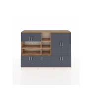 Hyperion Dolap 14 Raflı 9 Kapaklı 220x44x163 Çam-Antrasit/Çam