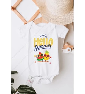 Hello Summer 2 Özel Tasarım Bebek Zıbın Pamuklu Çıtçıtlı Body