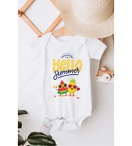 Hello Summer 2 Özel Tasarım Bebek Zıbın Pamuklu Çıtçıtlı Body