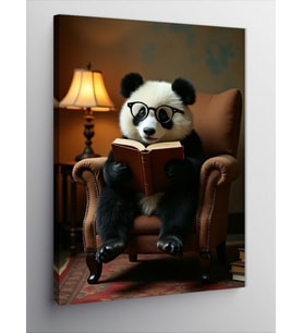 Kanvas Tablo Kitap Okuyan Panda