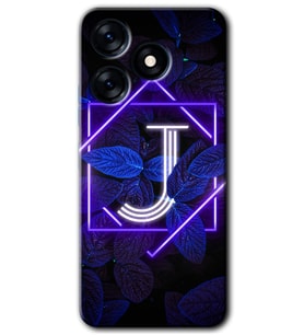 Tecno Spark 10 Pro Kılıf HD Desen Baskılı Kılıf - Dark Neon Yaprak J Harfi