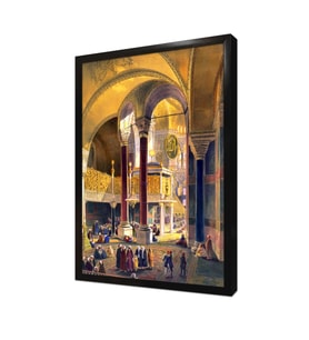 Osmanlı Zamanı Ayasofya Camii Çerçeveli Mdf Tablo