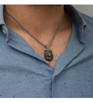 ?925 Ayar Gümüş Kurt Kafası Kolye