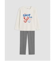 LC WAIKIKI Beyaz Bisiklet Yaka Erkek Çocuk Pijama Takım