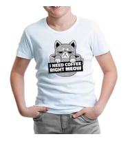 A Cat in a Coffee Cup Beyaz Çocuk Tshirt