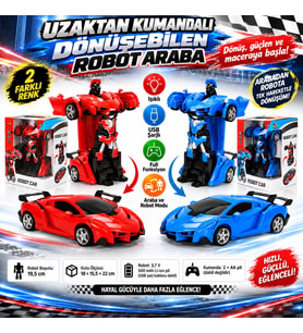 Işıklı USB Şarjlı Uzaktan Kumandalı Arabaya Dönüşebilen Robot(adet fiyatıdır)