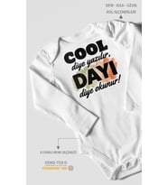 Cool diye yazılır dayı diye okunur Uzun Kollu Çıtçıtlı Bebek Body