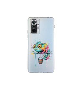 Redmi Note 10 Pro 5G ile Uyumlu Splash Bukalemun Tasarımlı Şeffaf Silikon Kılıf