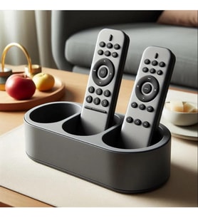 Dekoratif 3 Gözlü Şık Kumandalık 25Cmx12 Cm Masaüstü Organizer, Siyah, Tek Ebat