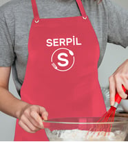 BK Gift Kişiye Özel İsimli Kırmızı Şef Önlüğü, Aşçı Önlüğü, Şef Önlüğü