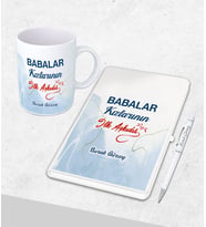 Kişiye Özel  Babalar Günü Hediyesi Defter& Kupa   &Kalem Seti