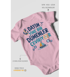 Dayım yine bir dümenler çeviriyor Kısa Kollu Bebek Body %100 Pamuk