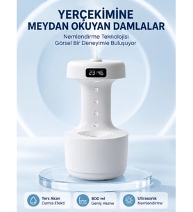 Dekoratif Hava Nemlendirici 800 ml Sessiz Aroma Difüzör Anti Yerçekimi Su Efektli