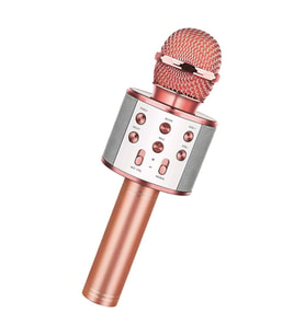 Usba+tfsd Kart+3.5 MM Giriş Bluetooth Karaoke Mikrofon Pembe