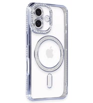 iPhone 16 Kılıf Joke Simli Magneticsafe Kılıf - Mavi