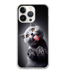 PrintiFy Apple iPhone 13 Pro Max Uyumlu Kedi 2 Baskılı Şeffaf Köşe Korumalı Antişok Kılıf