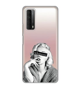 Huawei P Smart 2021 Uyumlu Marilyn Monroe Desenli Şeffaf Telefon Kılıfı