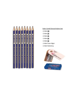 Resim Kalemi Faber Dereceli Kalem Seti Karakalem Seti 5B 4B 3B 2B HB 8'li Set (Siyah)