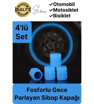Özel Üretim Mavi Fosforlu Sibop Kapağı 4 Set Tüm Araçlarla Uyumlu Gece Parlayan Sibob Jant Tekerlek