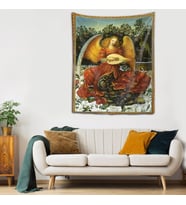 Kanatlı Melek Mitoloji Yıkanabilir Leke Tutmaz Kumaş Duvar Örtüsü Duvar Halısı Tapestry (Karışık)