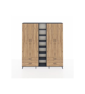Arges Gardrop 12 Raflı 4 Çekmeceli 2 Askılı 220x30x243 Antrasit-Çam