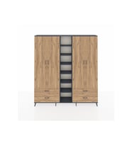 Arges Gardrop 12 Raflı 4 Çekmeceli 2 Askılı 220x30x243 Antrasit-Çam