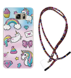 Samsung S7 Edge S20 Fe Plus Ultra S21 S22 Kılıf Boyun Asklı Rasta Silikon Unicorn Mektup 1800