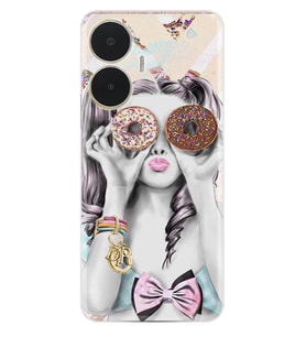 Realme C55 Kılıf Resimli Desenli Baskılı Silikon Donut Girl 1408