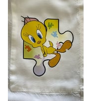 11X9 CM ÜTÜ İLE YAPIŞAN TWEETY KUŞ APLİKE ARMA YAMA TRANSFER TİŞÖRT BASKI