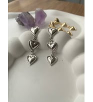 Kadın Gümüş Sallantılı Kalp Bijuteri Küpe Gold & Gümüş (Gümüş)