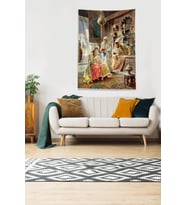 Multirenk Osmanlı Sultanları Leke Tutmaz Kadife Kumaş Duvar Örtüsü Duvar Halısı Tapestry (Bej-Kahve)
