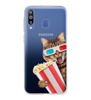 PrintiFy Samsung Galaxy M30 ile Uyumlu 1mm Slim Fit Kedi 1 050b Baskılı Şeffaf  Kılıf