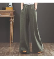 Keten Günlük Pantolon Beli Lastikli Bağcıklı (Haki)
