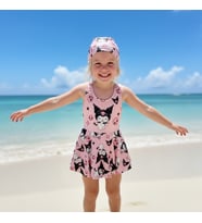 kız çocuk etekli boneli mayo bikini