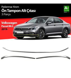 Drs Tuning Passat Uyumlu B8.5 Krom Ön Tampon Alt Çıtası 3 Parça 2019 Ve Üzeri